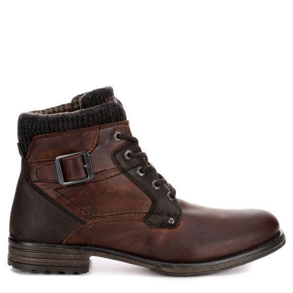 AM Shoes Mens Leather Plain Toe Lace Up Boots - Picture 2 of 7